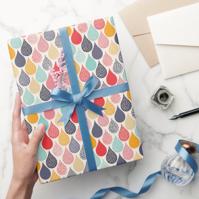 Raindrop Pop Art Dot Pattern Wrapping Paper (Gifting)