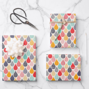 Raindrop Pop Art Dot Pattern Wrapping Paper Sheets