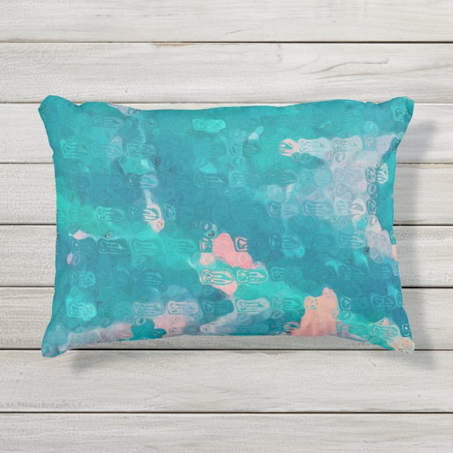 Raindrops Abstract Outdoor Pillow (Front)