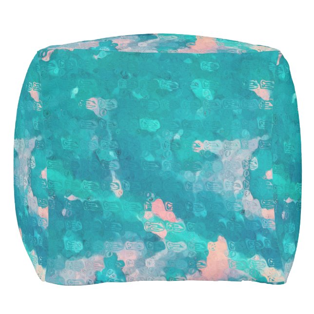 Raindrops Abstract Outdoor Pouf (Front)