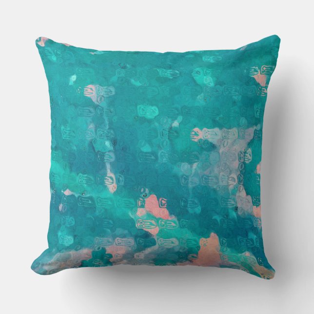 Raindrops Abstract Throw Pillow (Front)