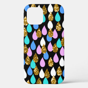 Raindrops and Gold Glitter iPhone 12 Pro Case
