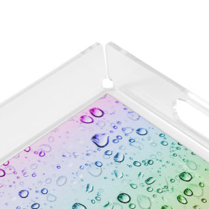 Raindrops and Rainbow Gradient Pastel Acrylic Tray