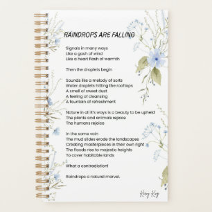 Raindrops are falling poem poetry  planner
