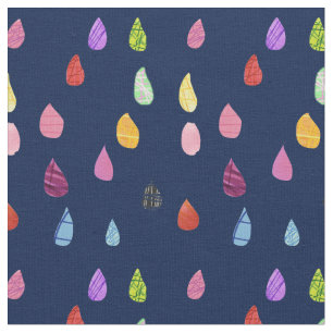 Raindrops art collage cute collage boho fabric