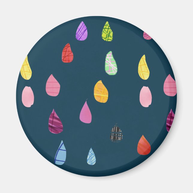 Raindrops art collage cute collage boho magnet (Front)