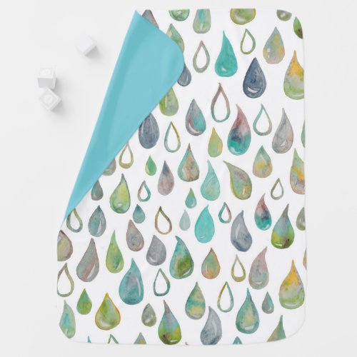 Raindrops baby blanket watercolor pattern