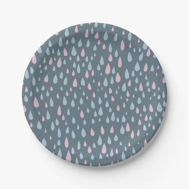 Raindrops Baby Shower  Paper Plates (Front)