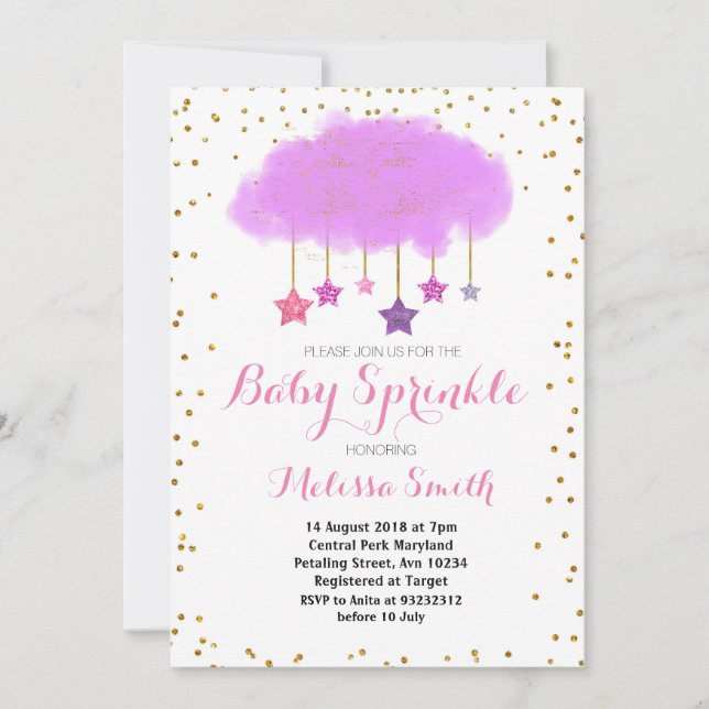 Raindrops Baby Sprinkle Invitation card (Front)