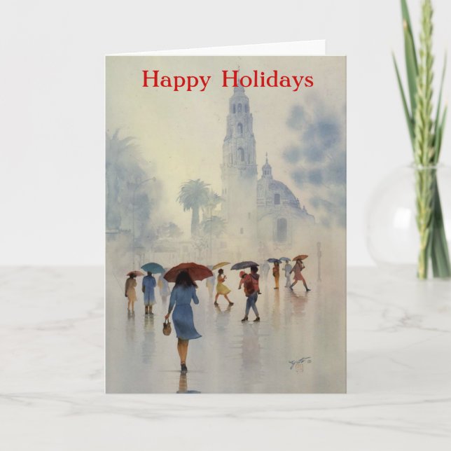 RAINDROPS, BALBOA PARK, SAN DIEGOCALIFORNIA HOLIDAY CARD (Front)
