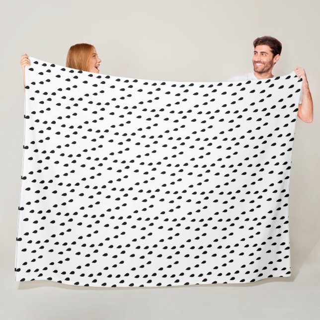 Raindrops Black on Any Custom Color Fleece Blanket (In Situ)