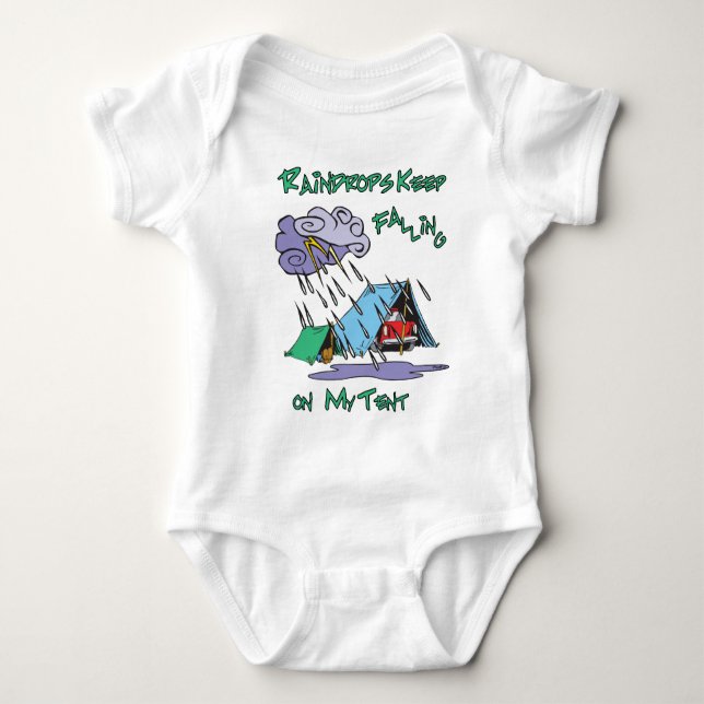 Raindrops Camping Baby Bodysuit (Front)