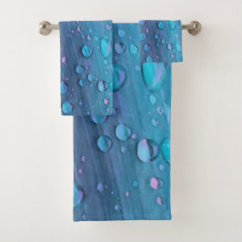 Raindrops Closeup, Spacey Blues Bath Towel Set