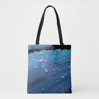Raindrops Closeup, Spacey Blues Tote Bag