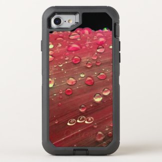 Raindrops Closeup, Spacey Cherry Red OtterBox Defender iPhone 7 Case