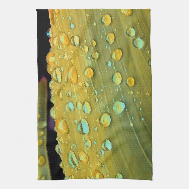 Raindrops Closeup, Spacey Mustard Yellow Towel (Vertical)