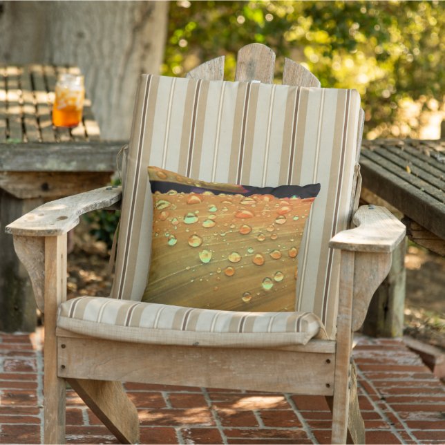Raindrops Closeup, Spacey Rust Orange Outdoor Pillow (Chair)