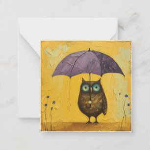 Raindrops Don't Stop the Fun: Quirky Owls Note Card