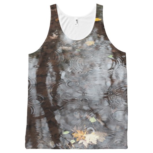 Raindrops in Pond All Over Tank Top (Front)