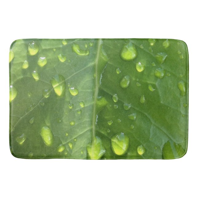 Raindrops on a Leaf Bathroom Mat (Front)
