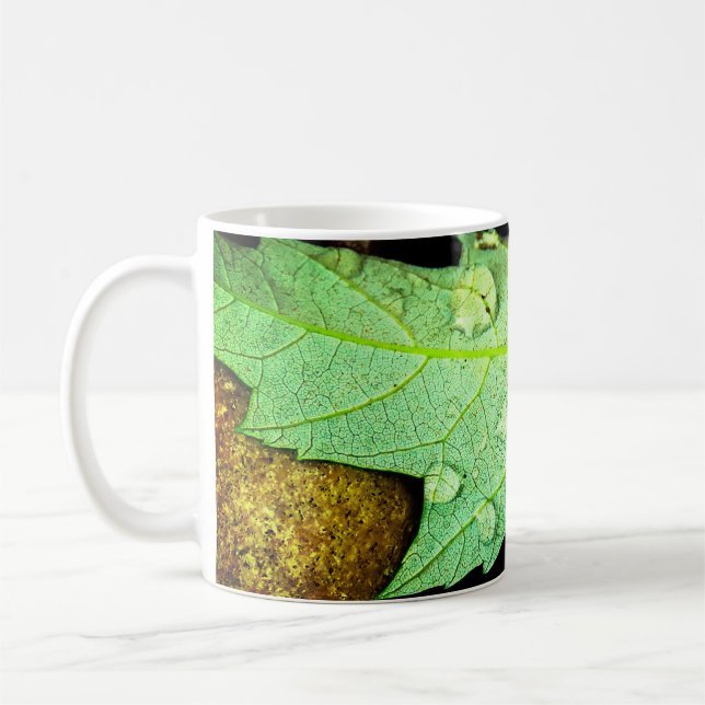 Raindrops on a Leaf Coffee Mug (Left)