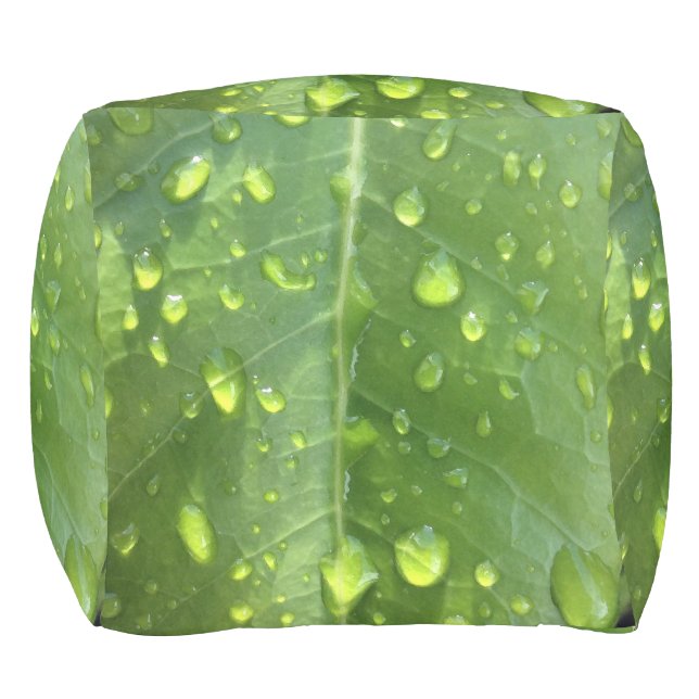 Raindrops on a Leaf Outdoor Pouf (Front)