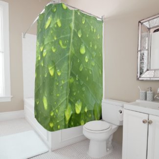 Raindrops on a Leaf Shower Curtain