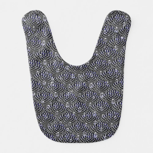 Raindrops on blue grey Metal Baby Bib