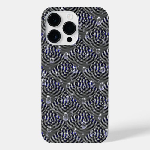 Raindrops on blue grey Metal iPhone 14 Pro Max Case