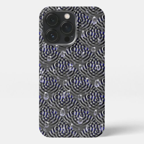 Raindrops on blue grey Metal iPhone 13 Pro Case