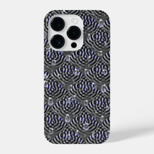 Raindrops on blue grey Metal iPhone 14 Pro Case