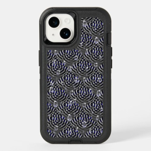 Raindrops on blue grey Metal OtterBox iPhone 14 Case