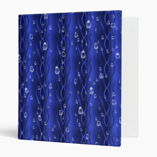 Raindrops on blue Metal 3 Ring Binder