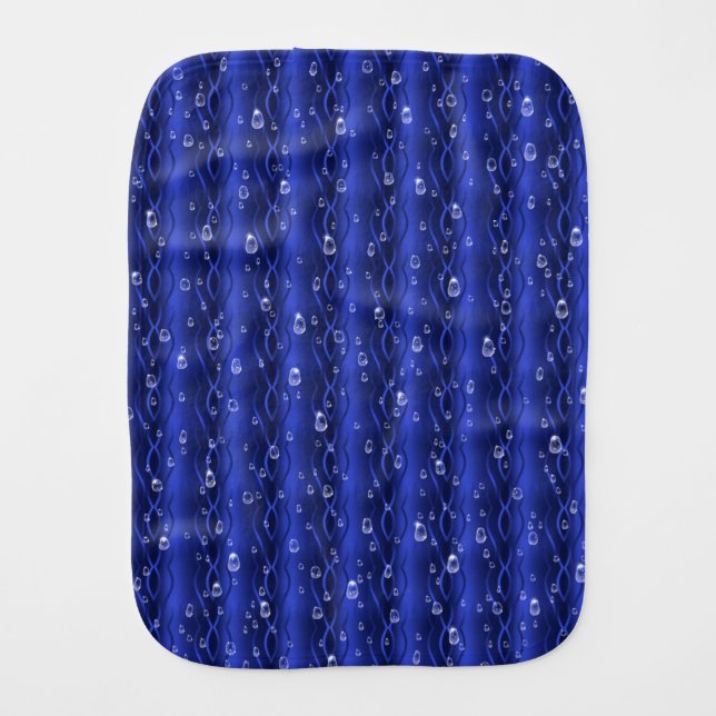 Raindrops on blue Metal Baby Burp Cloth (Front)