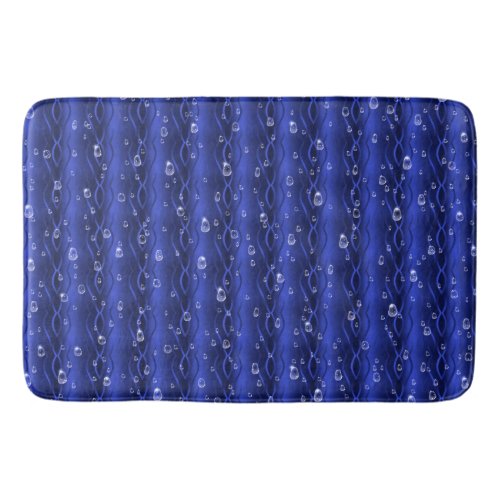 Raindrops on blue Metal Bath Mat