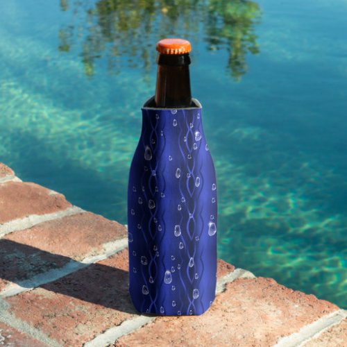 Raindrops on blue Metal Bottle Cooler