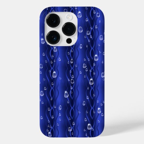 Raindrops on blue Metal Case_Mate iPhone 14 Pro Case