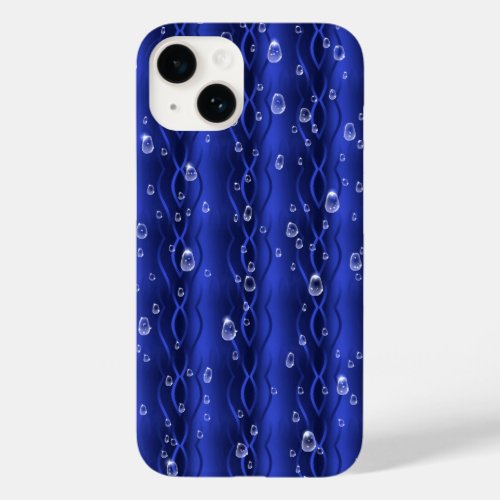 Raindrops on blue Metal Case_Mate iPhone 14 Case