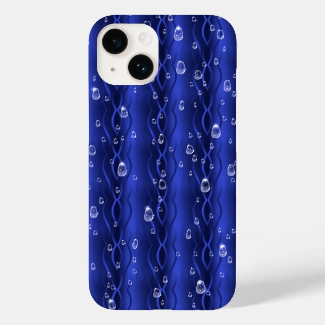 Raindrops on blue Metal Case-Mate iPhone Case (Back)