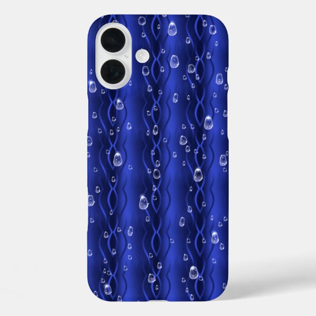 Raindrops on blue Metal Case-Mate iPhone Case (Back)