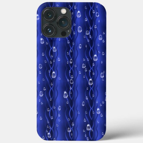 Raindrops on blue Metal iPhone 13 Pro Max Case