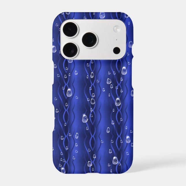 Raindrops on blue Metal Case-Mate iPhone Case (Back)
