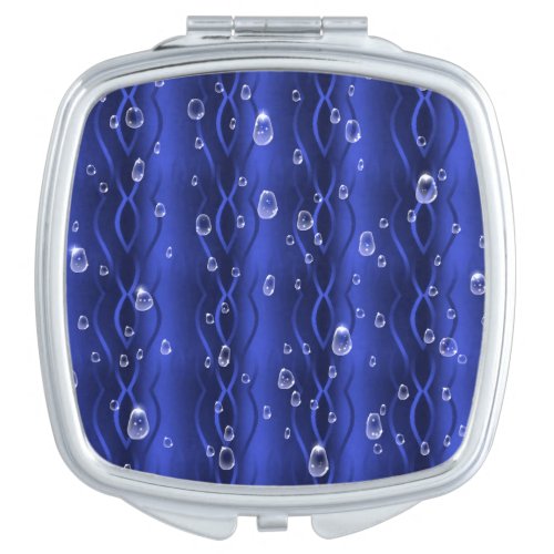 Raindrops on blue Metal Compact Mirror