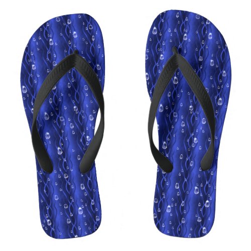 Raindrops on blue Metal Flip Flops