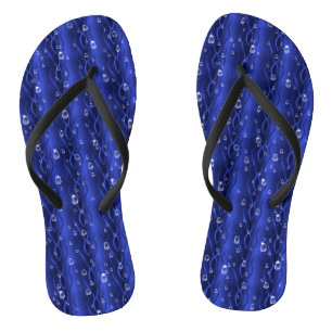 Raindrops on blue Metal Flip Flops