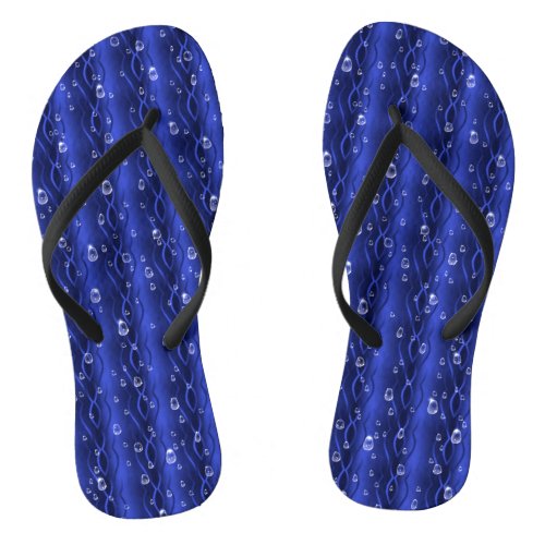 Raindrops on blue Metal Flip Flops