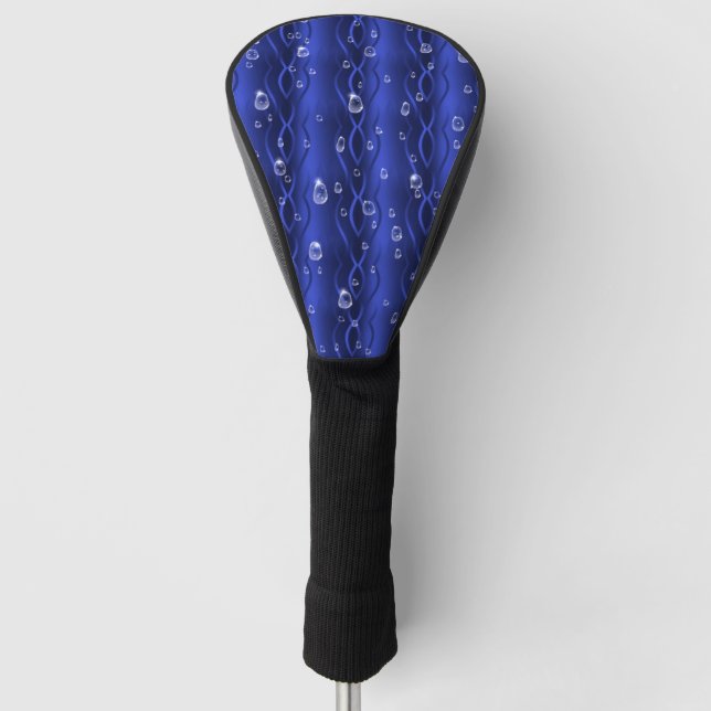 Raindrops on blue Metal Golf Head Cover (Front)