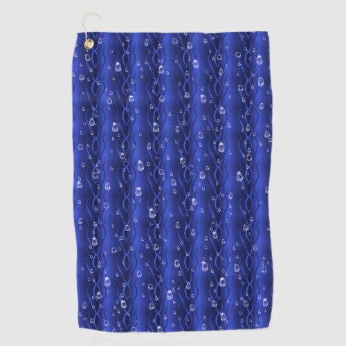 Raindrops on blue Metal Golf Towel