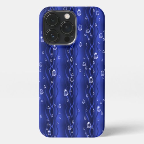 Raindrops on blue Metal iPhone 13 Pro Case