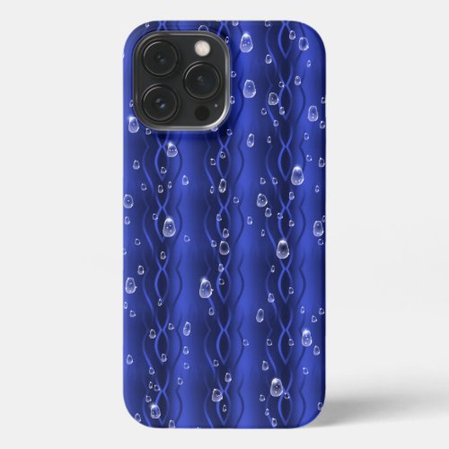 Raindrops on blue Metal iPhone 13 Pro Max Case